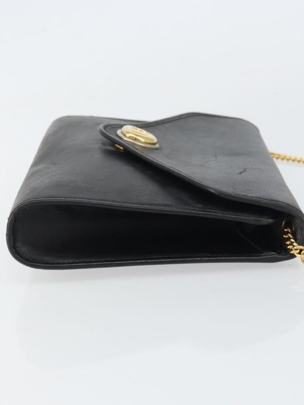 Christian Dior Chain Shoulder Bag Leather Black Gold Auth bs31815 - Picture 5 of 16